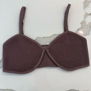 Womens Ribbed Brown Bralette